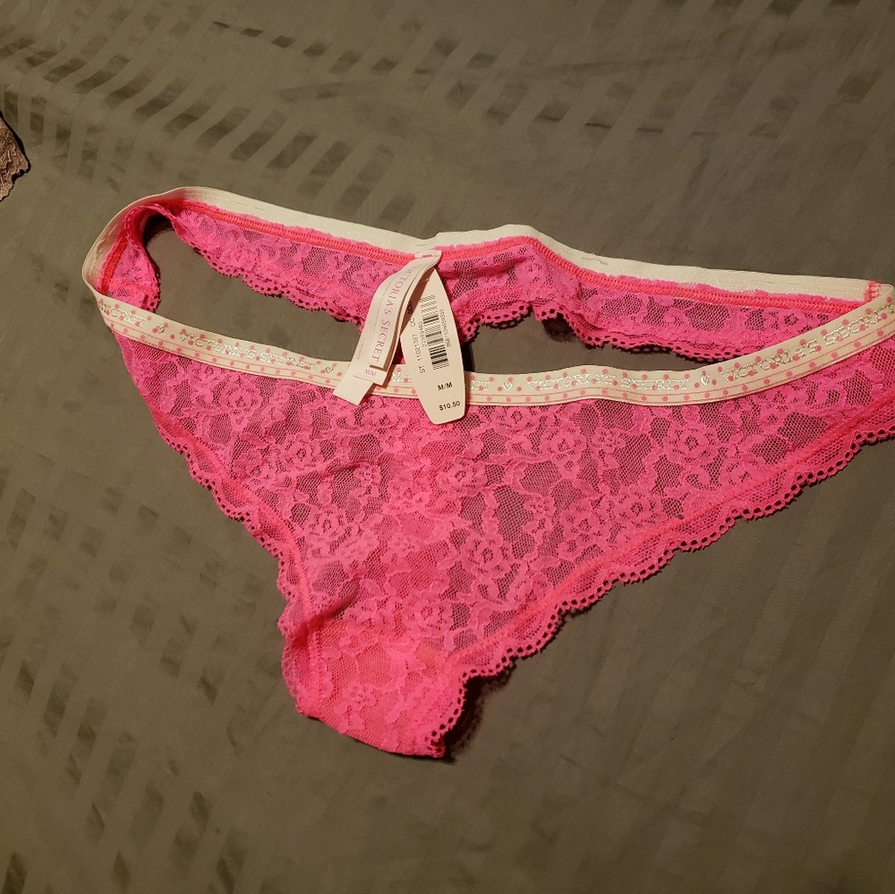 Victoria Secret Hot Pink Lacey Thong
